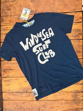 Johnson Motors / Sunset Surf “Wind & Sea Surf Club” vintage slub moto tee. NWT